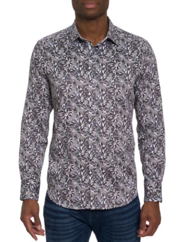 Мужская Повседневная рубашка Robert Graham Aegean Leaf Print Robert Graham