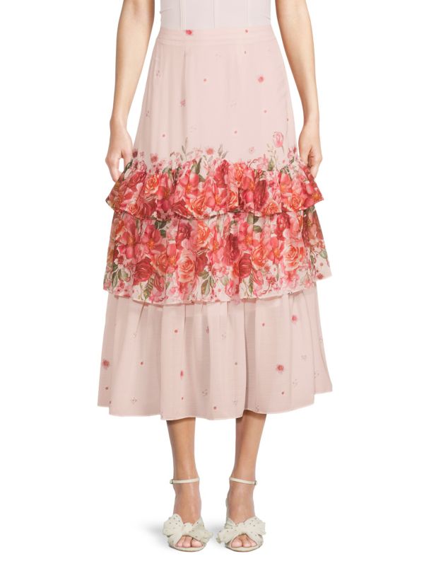 Женская Юбка мини RACHEL PARCELL Floral Ruffle Tiered RACHEL PARCELL