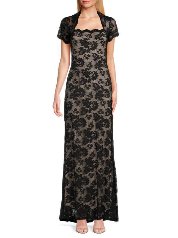 Женское Вечернее платье MARINA Squareneck Lace Gown Marina