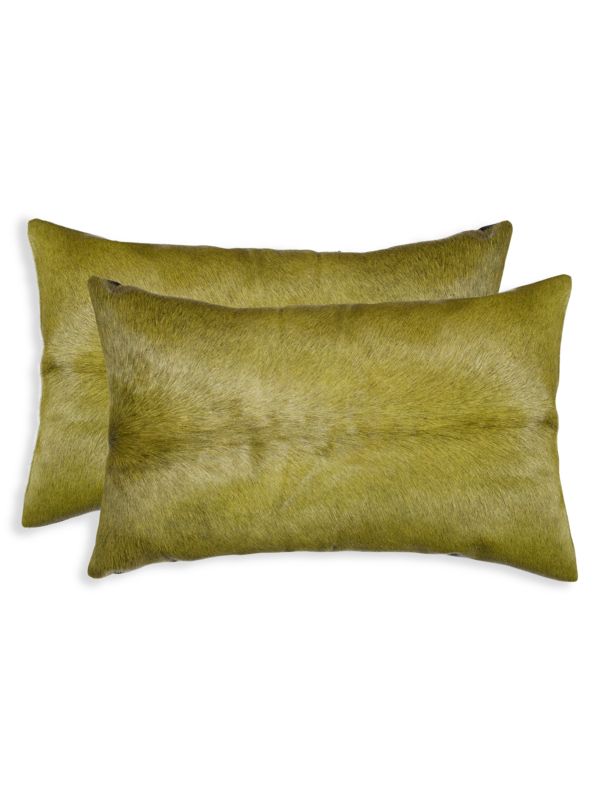 2-Pack Rectangular Cowhide Pillow Set Natural