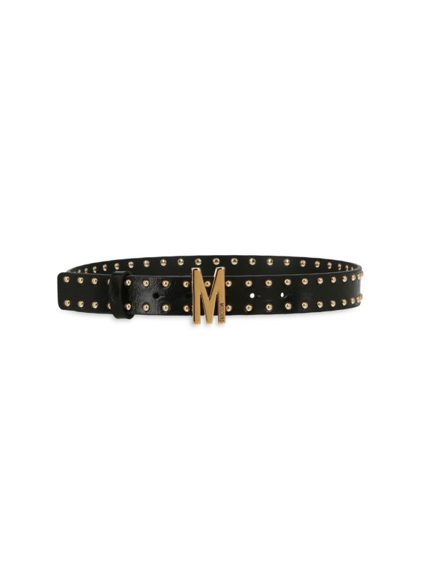 Ремень Moschino Logo Studded Calfskin Leather Moschino