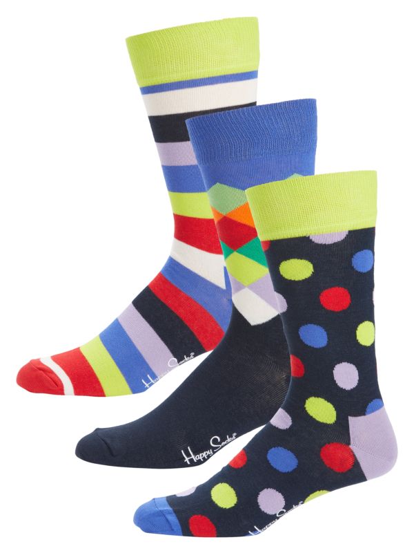 Мужские Носки Happy Socks 3-Pack Big Dot Assorted Happy Socks