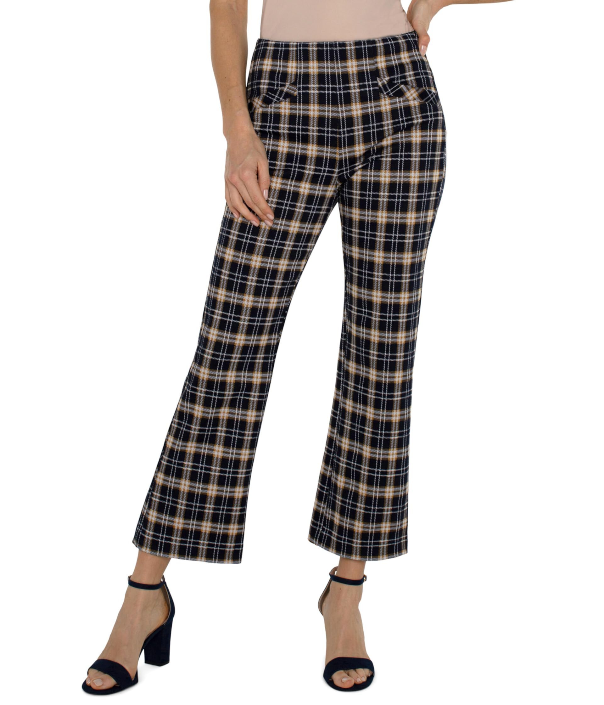 Женские Брюки Liverpool Los Angeles Stella Pull-On Mid-Rise Kick Flare Plaid Jacquard Liverpool Los Angeles