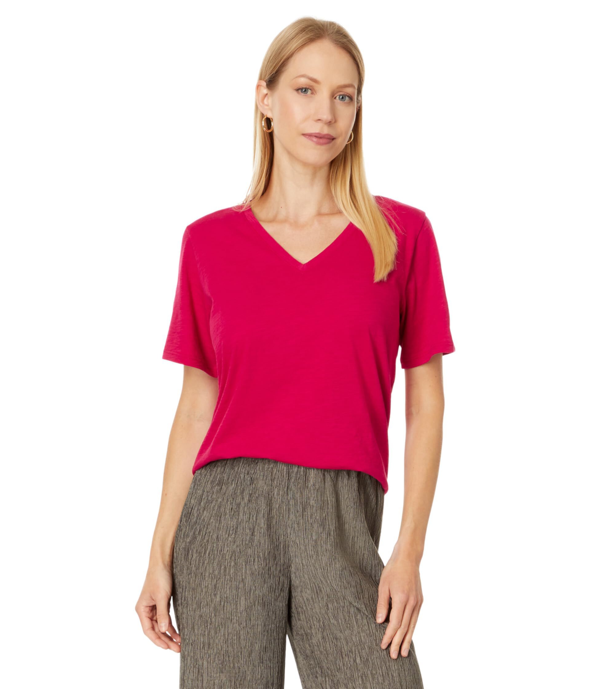 Женская Футболка Eileen Fisher V Neck Short Sleeve Eileen Fisher