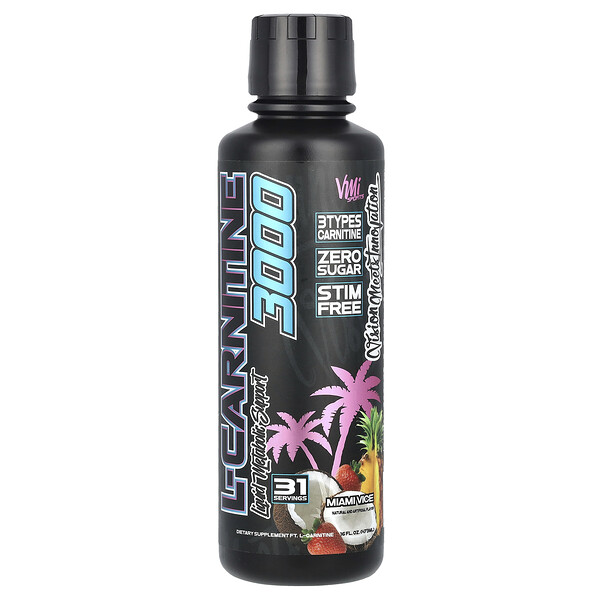 L-Carnitine 3000 Miami Vice 473 мл, 3 типа карнитина, без сахара, для метаболической поддержки VMI Sports