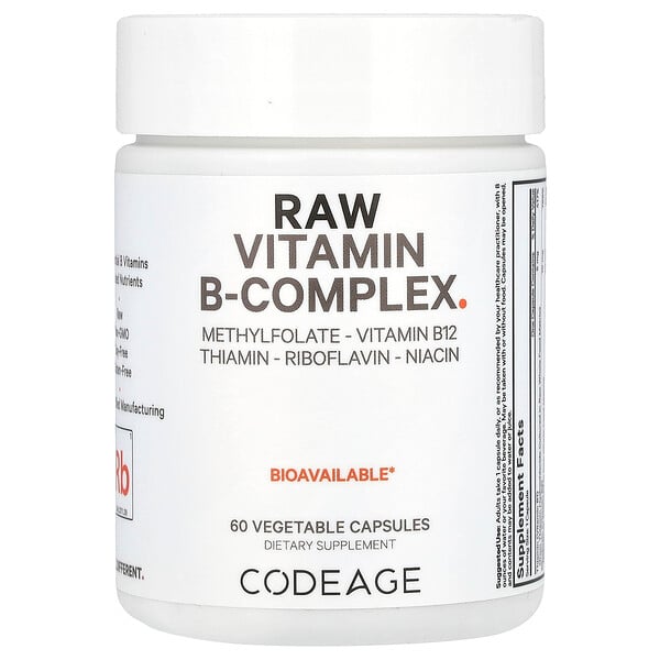 Raw Vitamin B-Complex, 60 Vegetable Capsules (Растительные капсулы) Codeage