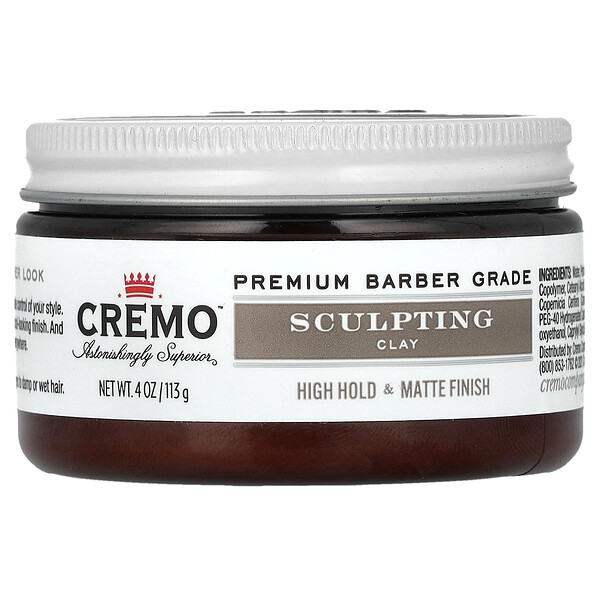 Premium Barber Grade Sculpting Clay, High Hold & Matte Finish, 4 oz (113 g) Cremo