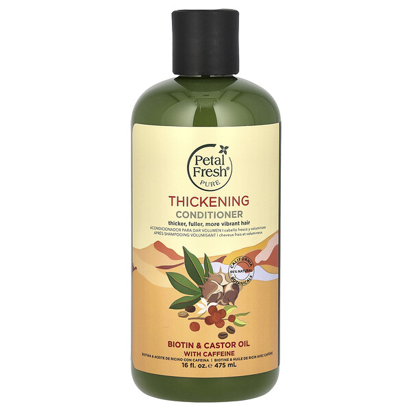 Pure, Thickening Conditioner, Biotin & Castor Oil With Caffeine, 16 fl oz (475 ml) Petal Fresh