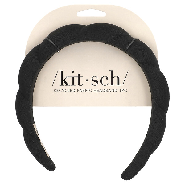 Recycled Fabric Puffy Headband, Black, 1 Headband Kitsch