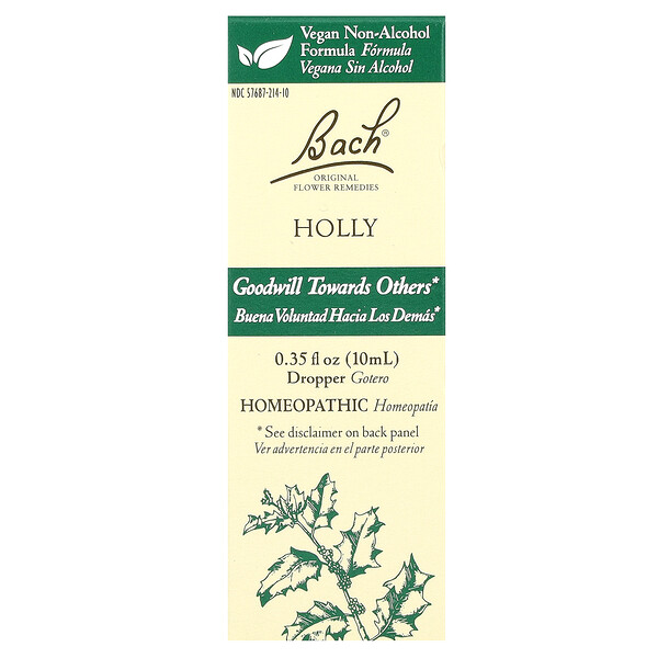 Original Flower Remedies, Holly, 0.35 fl oz (Жидкие унции) (10 ml) Bach