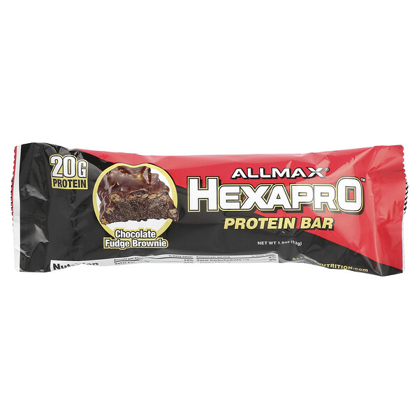 Сладкий батончик Hexapro™, 20 г белка, 4 г сахара, шоколадный вкус, 53 г Allmax