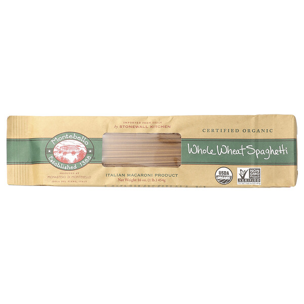 Organic Whole Wheat Spaghetti, 16 oz (Унции) (454 g) Montebello