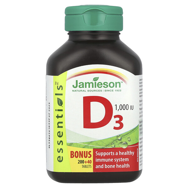 Essentials™, Vitamin D3, 1,000 IU, 240 Tablets (Таблетки) Jamieson Vitamins