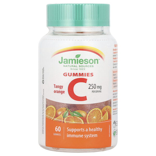 Vitamin C Gummies (Жевательные конфеты), Tangy Orange, 250 mg, 60 Gummies (125 mg per Gummy) Jamieson Vitamins