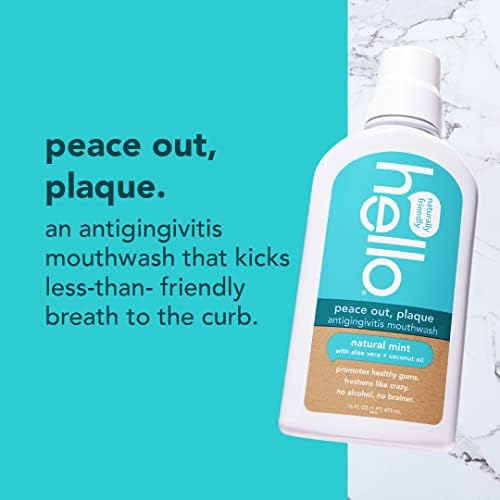 Hello Antiplaque and Whitening Fluoride Free Toothpaste and Naturally Healthy Antigingivitis Mouthwash, Alcohol Free, Vegan, SLS Free and Gluten Free, 4.7 Ounce Tubes, 16 Ounce Bottle Hello