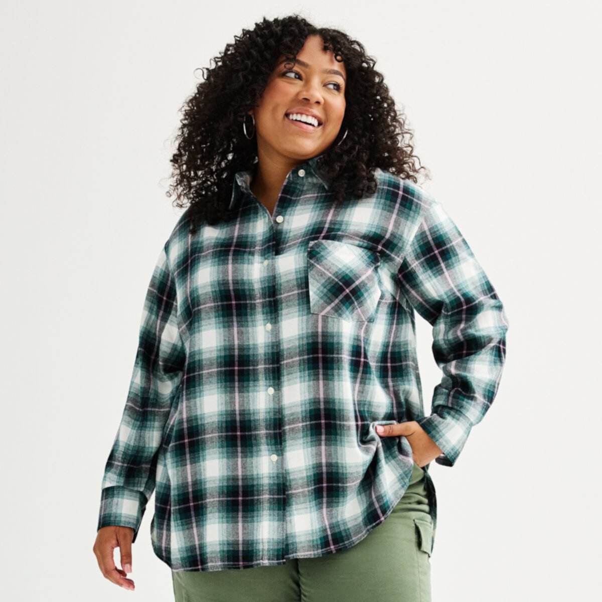 Женская Блузка SONOMA Oversized Boyfriend Flannel Shirt SONOMA