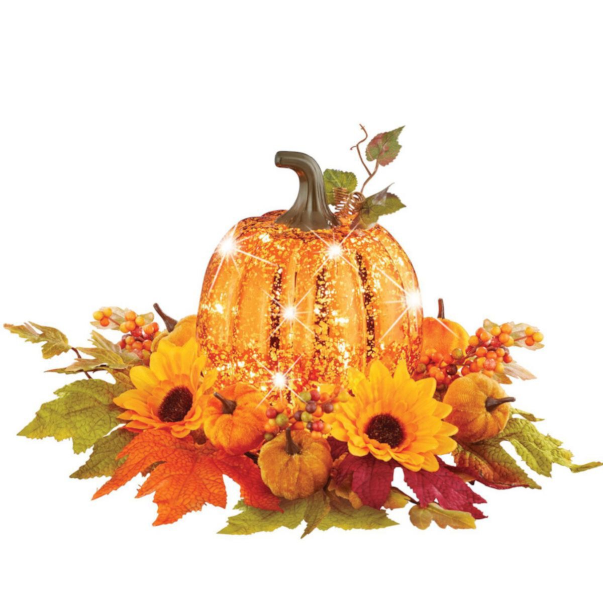 Collections Etc Led Lighted Fall Sunflower Pumpkin Centerpiece Collections Etc.