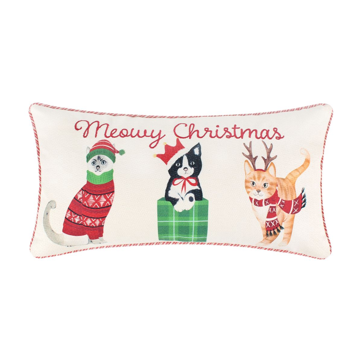 Levtex Home Meowy Christmas Embroidered Throw Pillow Levtex