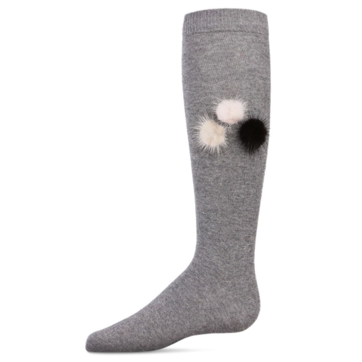 Fuzzy and Fun Girls Pom-Pom Cotton Blend Knee Socks MEMOI