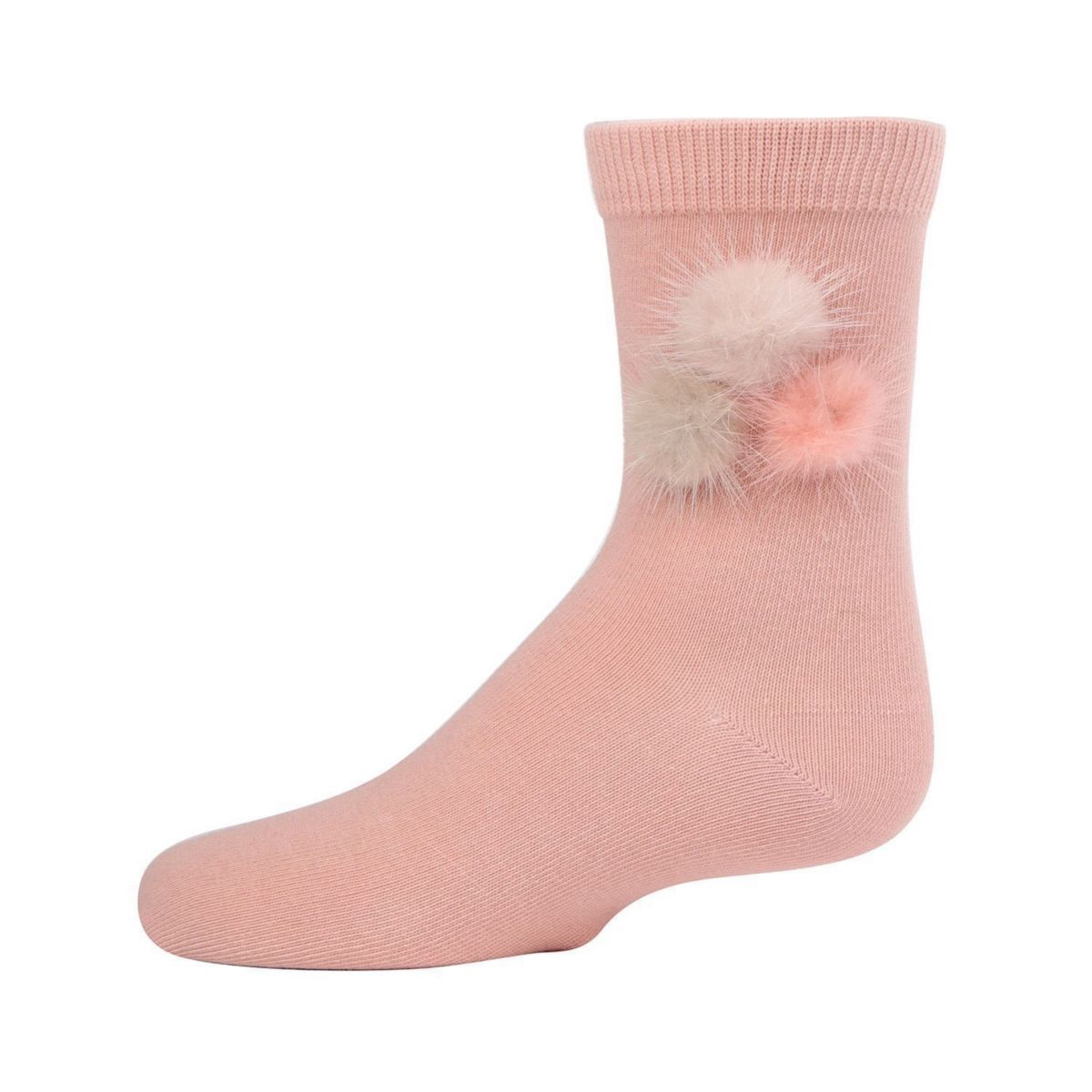 Fluffy Trio Pom-Pom Cotton Blend Crew Socks MEMOI