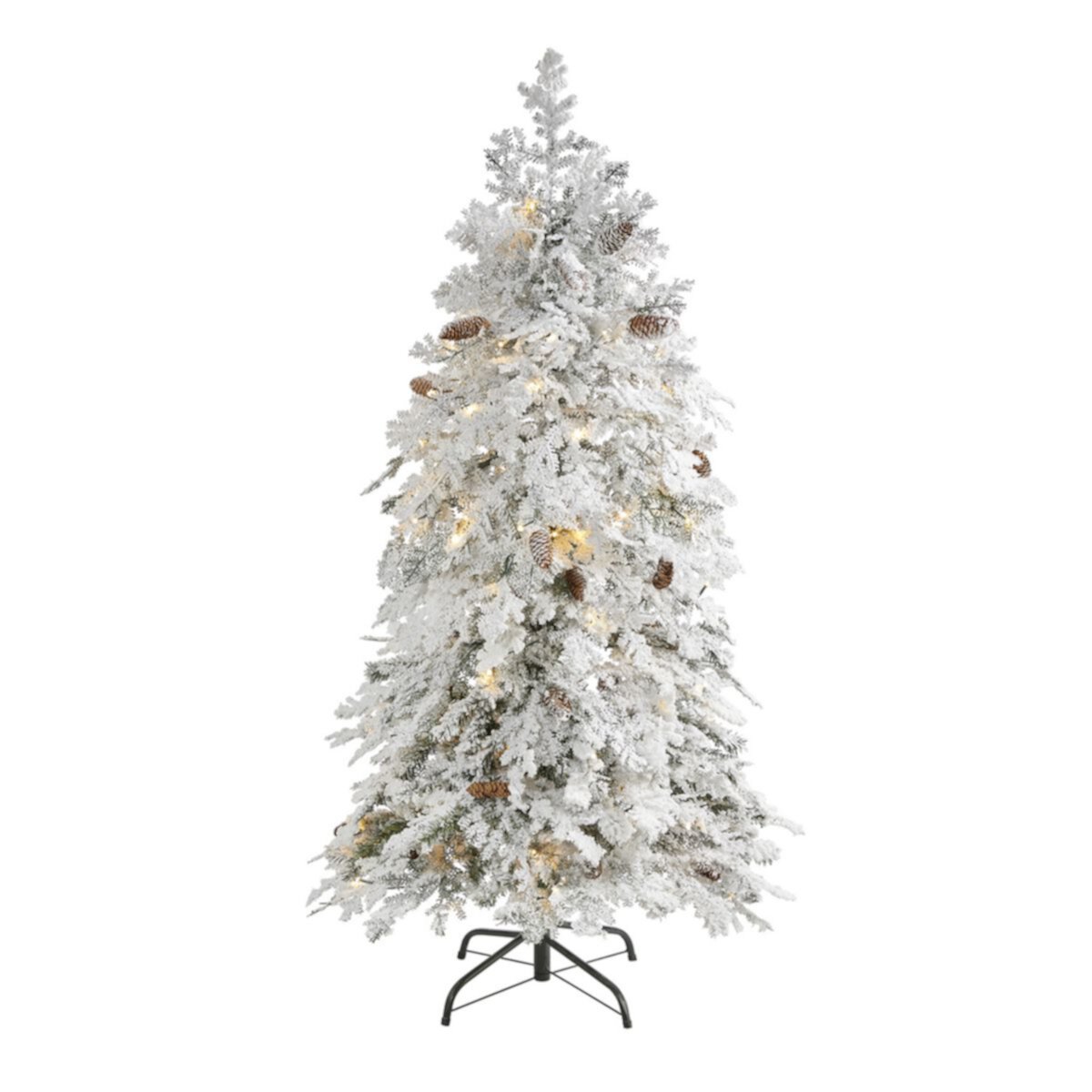 nearly natural 5-ft. Flocked Montana Down Swept Spruce Artificial Christmas Tree NEARLY NATURAL