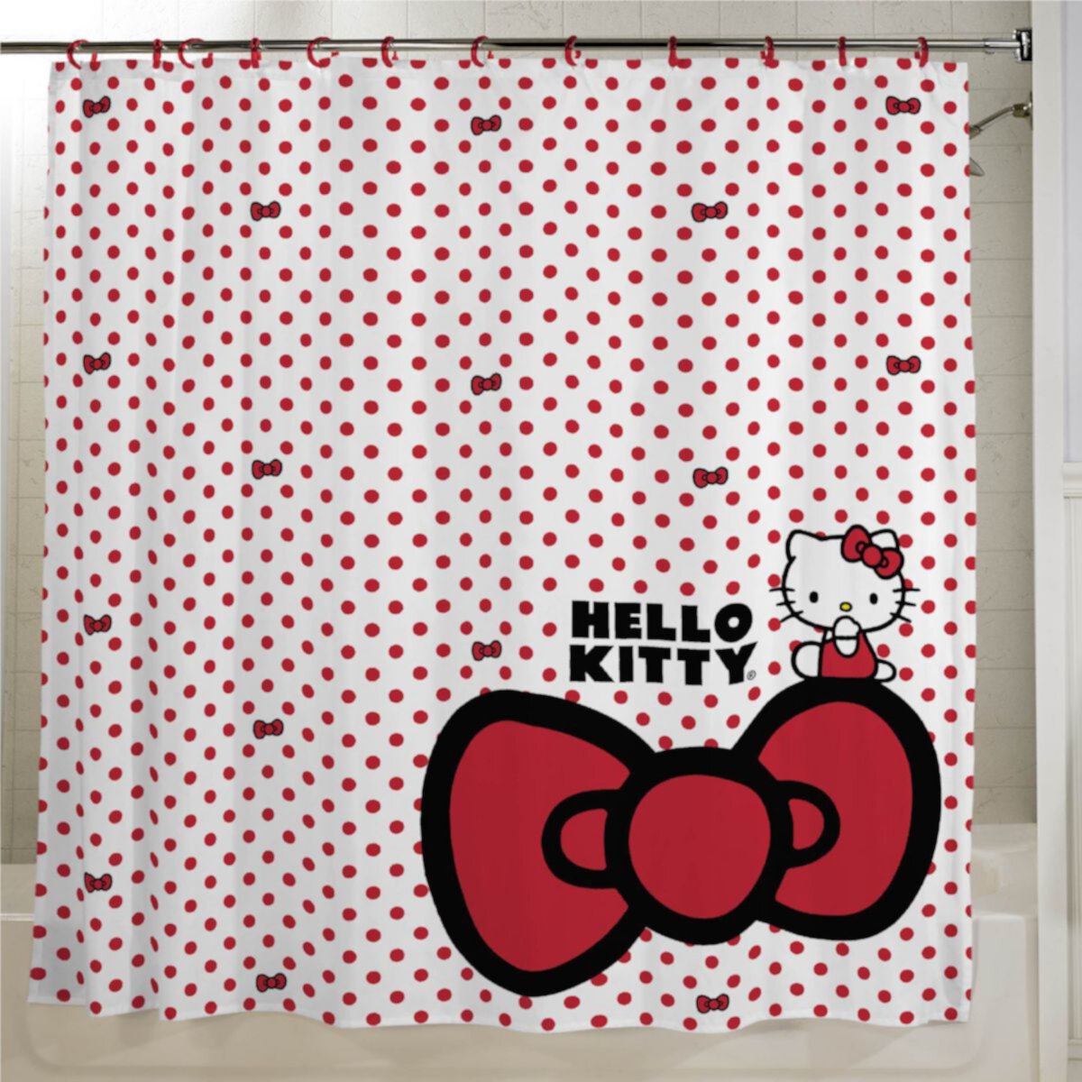 Hello Kitty Polka Dot Bow Print Shower Curtain Hello Kitty