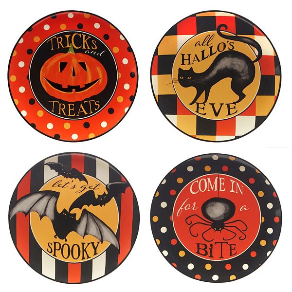 Certified International Spooky Halloween 4-piece Dessert Plate Set Certified International