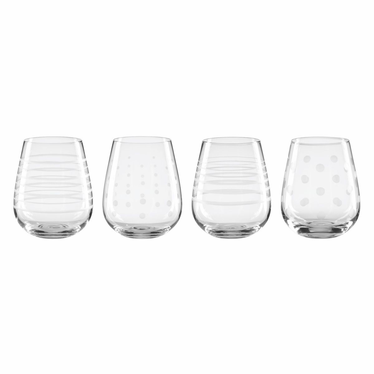 Oneida Etched Design Stemless Wine Glasses 4-piece Set Oneida