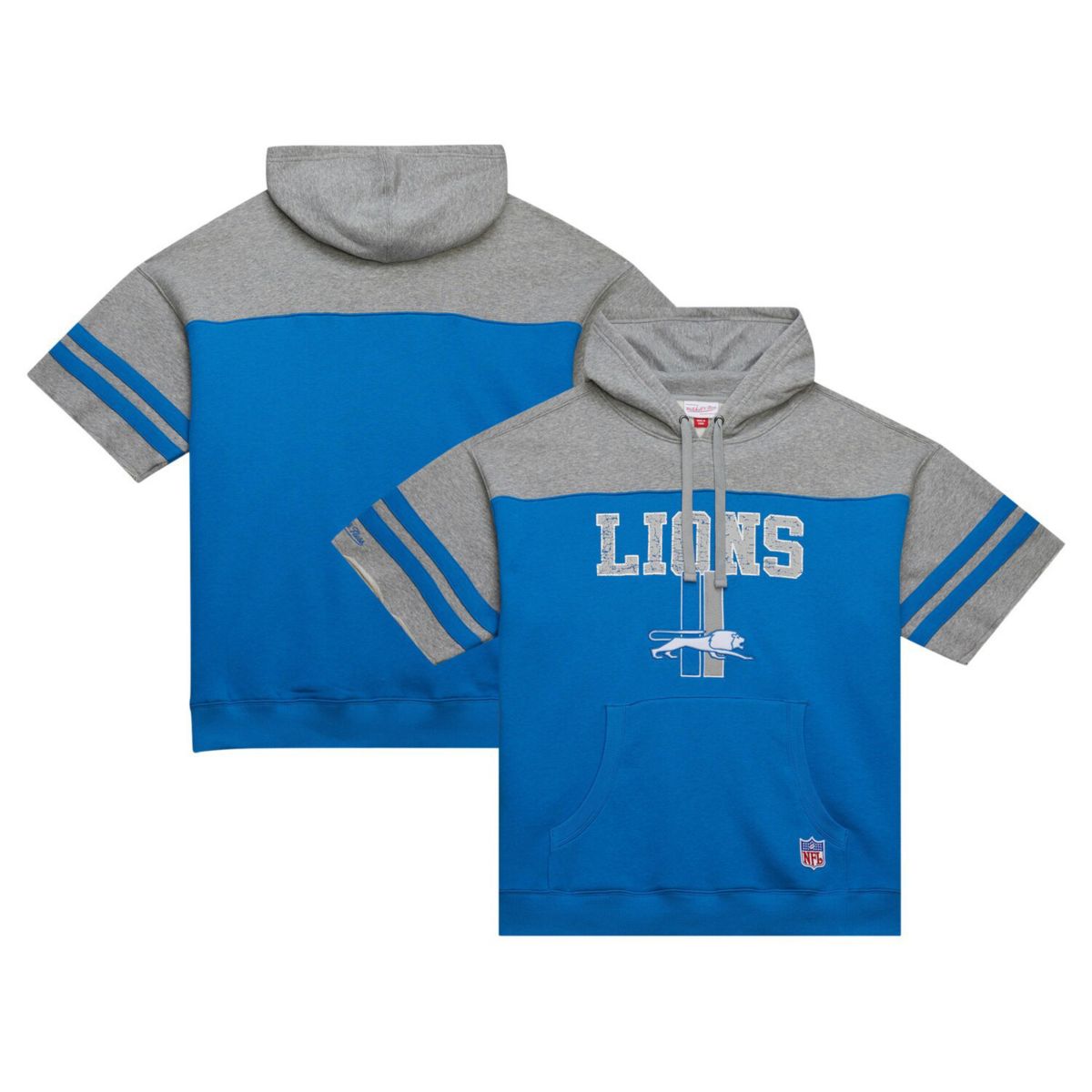 Мужская Футболка Mitchell & Ness Синяя Detroit Lions Off Field Vintage Logo Короткий Рукав Mitchell & Ness