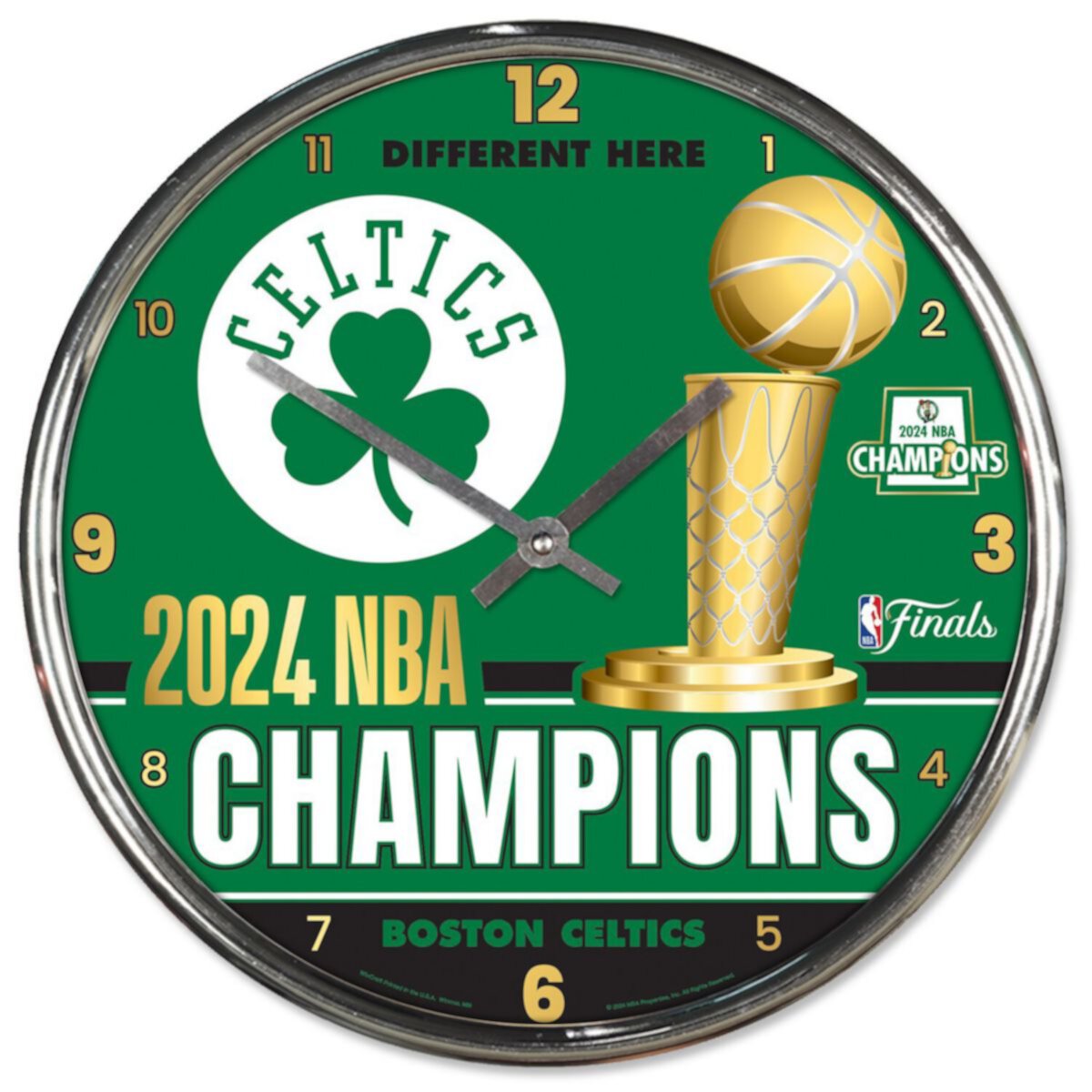 WinCraft Boston Celtics 2024 NBA Finals Champions Chrome Wall Clock Wincraft