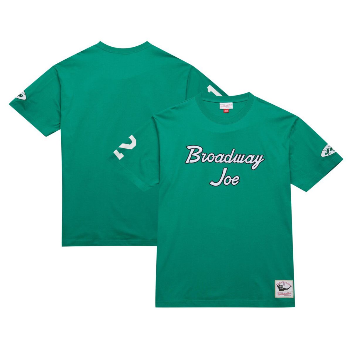 Мужская Футболка Mitchell & Ness Joe Namath Kelly Green Mitchell & Ness