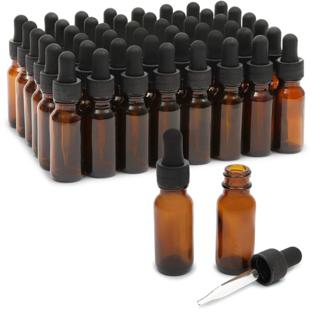 48 Count 1 Oz Amber Glass Dropper Bottles And 6 Funnels (30 Ml, 54 Pieces) Juvale