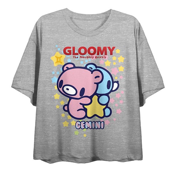 Женская футболка Bioworld Gloomy Bear Gemini с короткими рукавами, хлопковая, с круглым вырезом Bioworld