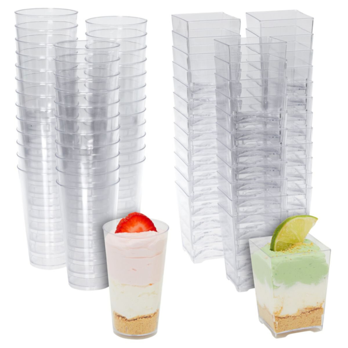 72 Pieces Assorted Dessert Cups For Parties, Plastic Shot Glasses 3oz, 5oz Cups Juvale