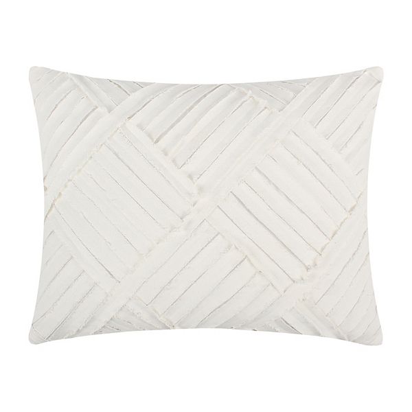 Levtex Home Pickford Blush Appliqued Textured White Throw Pillow Levtex