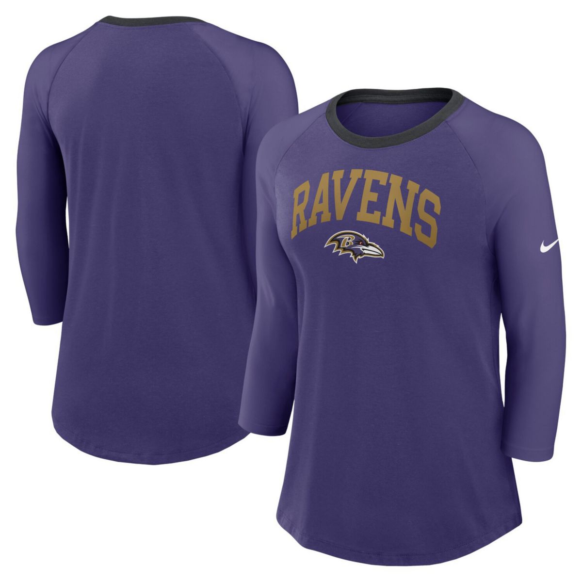 Женская Футболка Nike Фиолетовая Baltimore Ravens Raglan 3/4 Рукава Nike