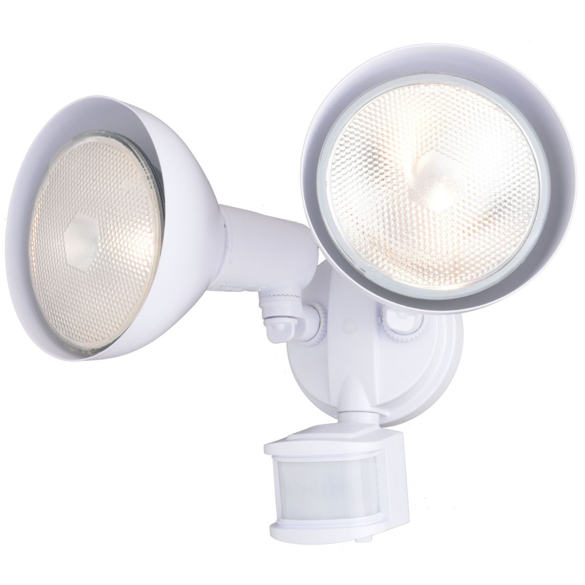 White Motion Sensor Dusk to Dawn Outdoor Security Flood Light - 180 Degree Range - 70 Ft. Dualux