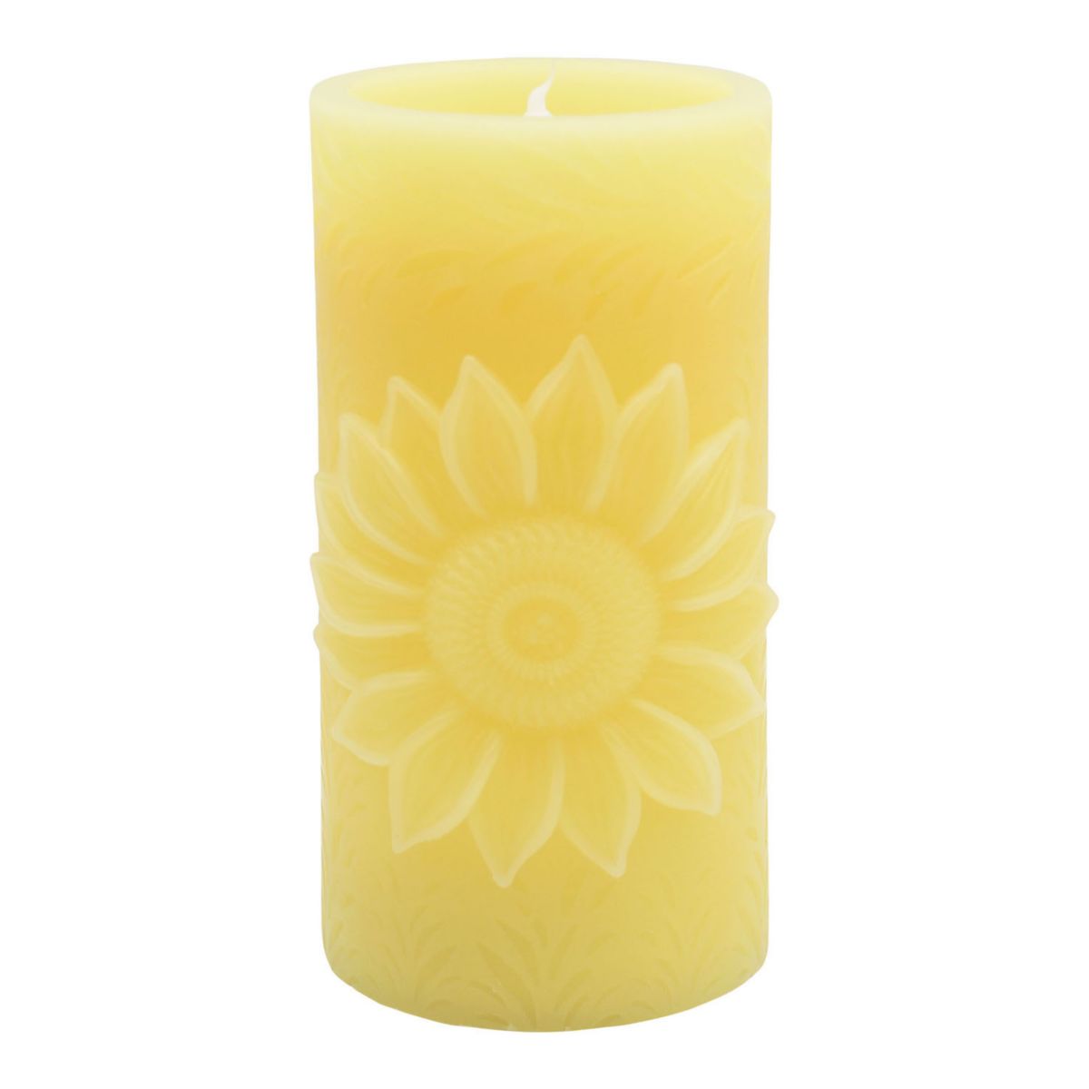 Sonoma Goods For Life® Yellow Embossed Sunflower Tall LED Candle SONOMA