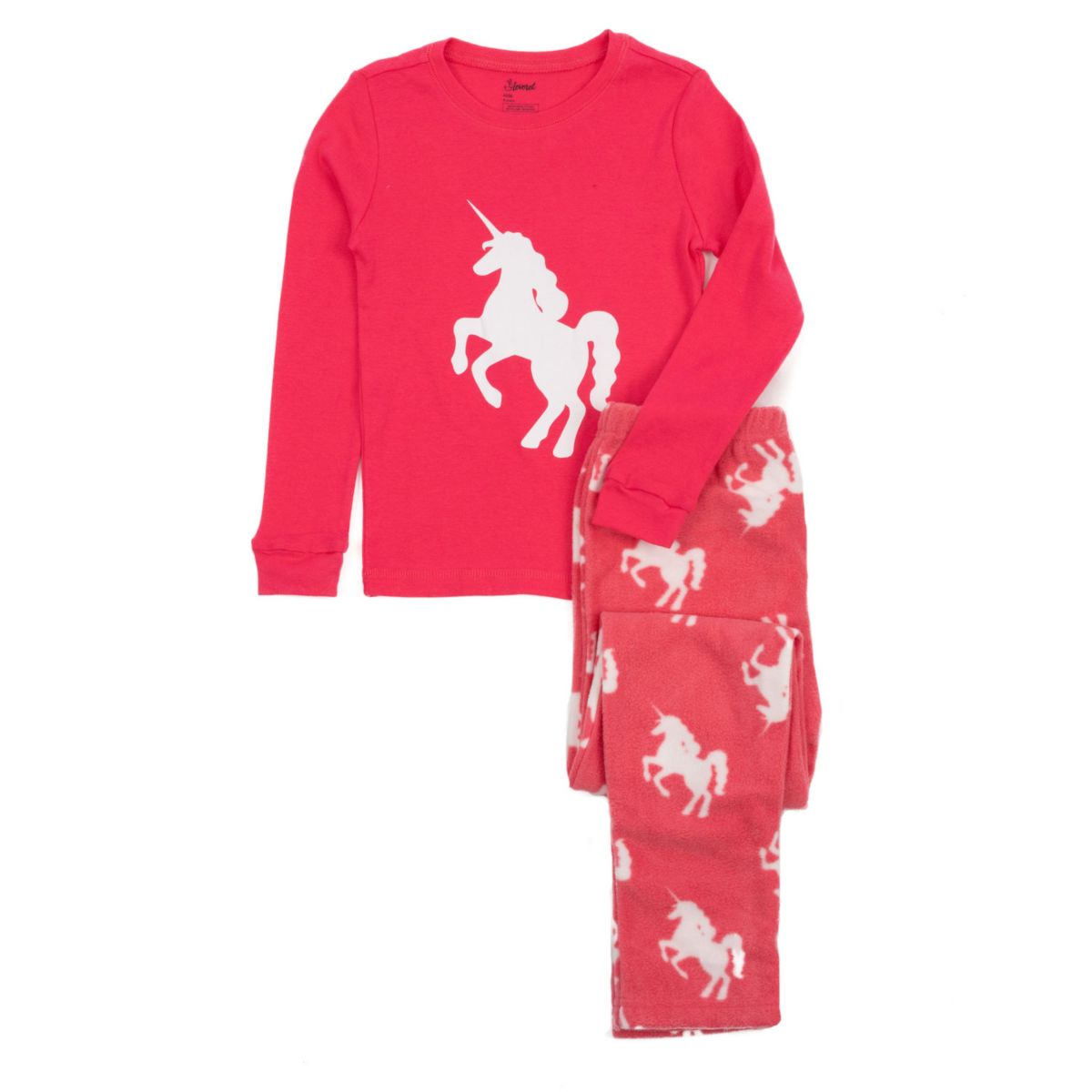 Leveret Kids Cotton Top and Fleece Pants Pajamas Unicorn Leveret