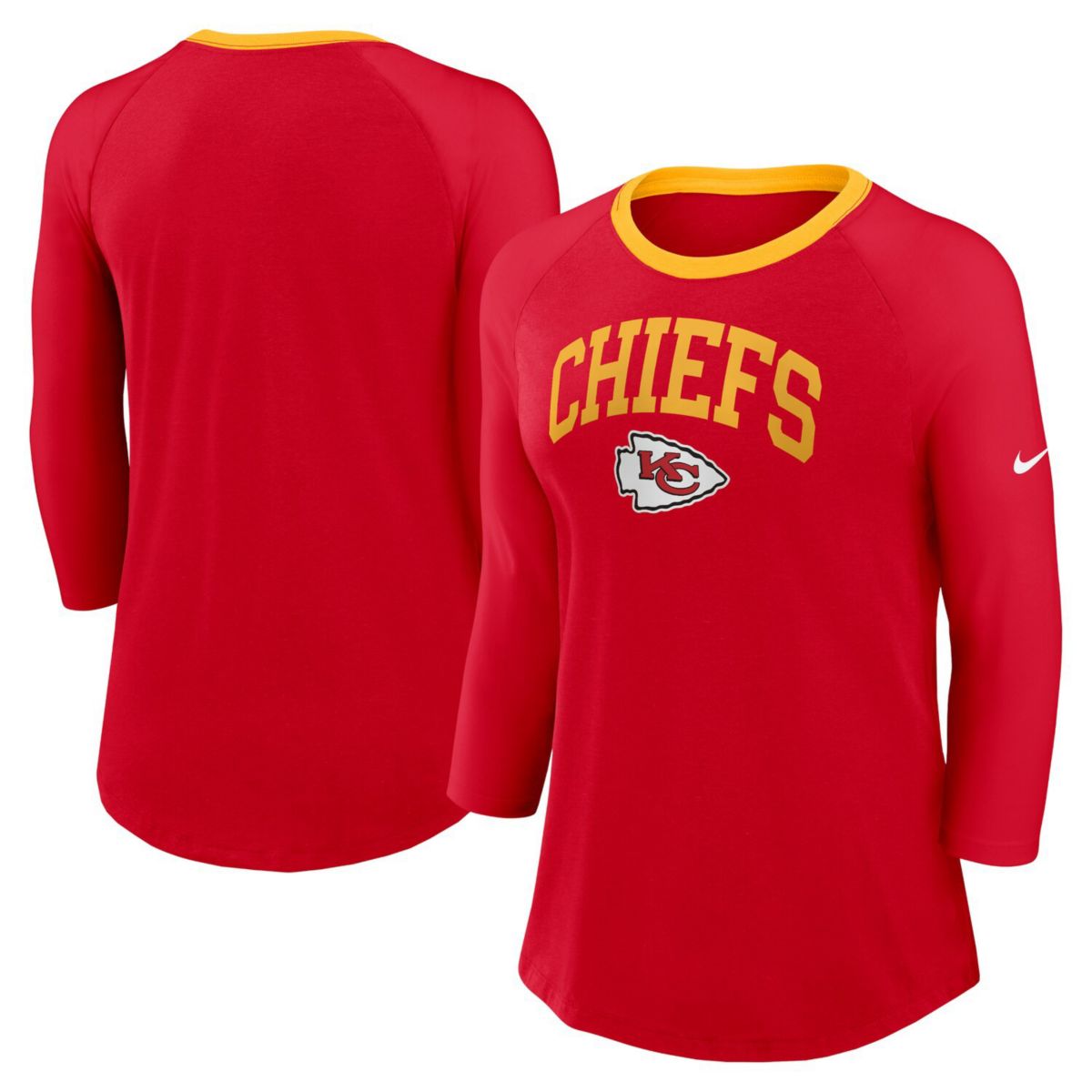 Женская Футболка Nike Красный Kansas City Chiefs Raglan 3/4 Рукав Nike