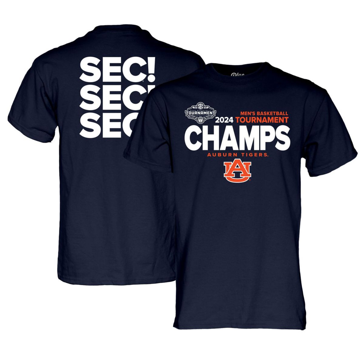 Мужская Футболка Blue 84 Auburn Tigers 2024 SEC Men's Basketball Conference Tournament Champions Blue 84