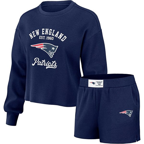 Женский комплект пижамы WEAR by Erin Andrews с длинным рукавом и шортами New England Patriots WEAR by Erin Andrews