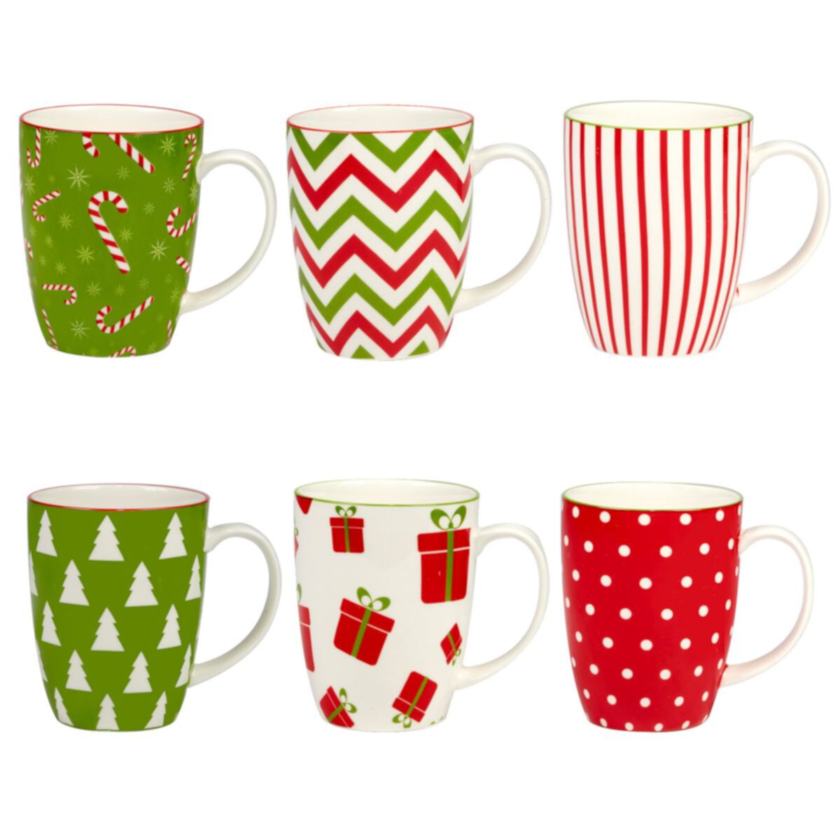 Certified International Set of 6 Holiday Fun Mugs Certified International