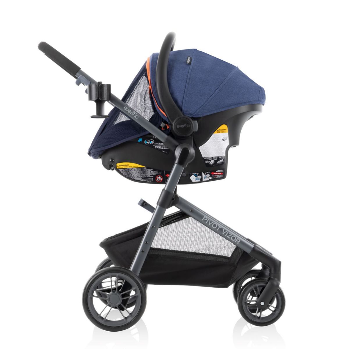 Evenflo Pivot Vizor Travel System with LiteMax Infant Car Seat Evenflo