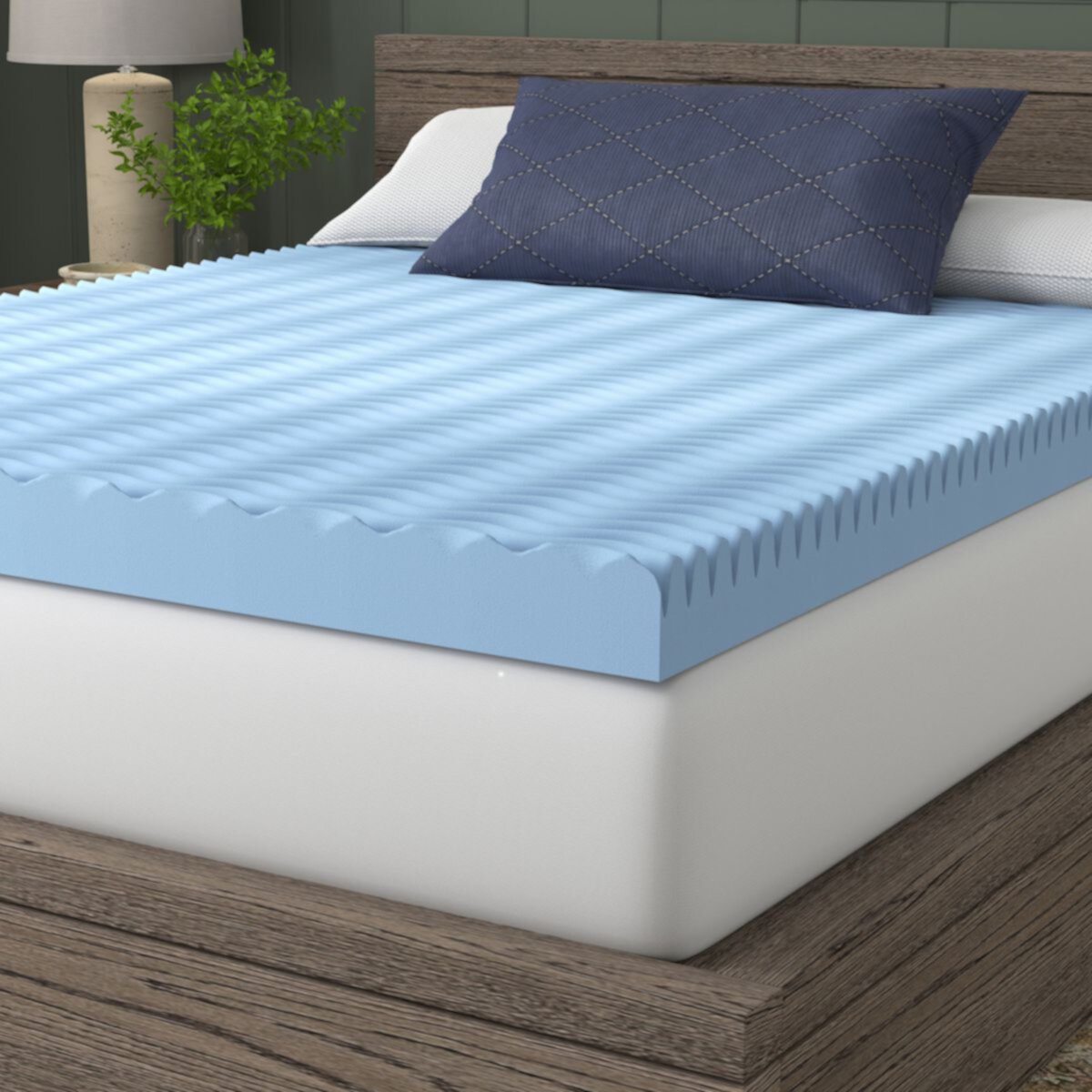 Vibe 4” Wave Convoluted Gel Memory Foam Mattress Topper Vibe