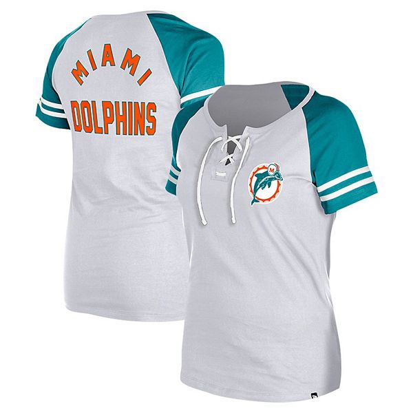 Женская Футболка New Era Серого Цвета Miami Dolphins Throwback С Лацканом New Era