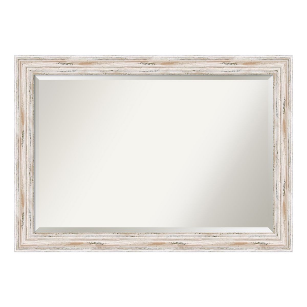 Alexandria Whitewash Distressed Wood Wall Mirror Amanti Art