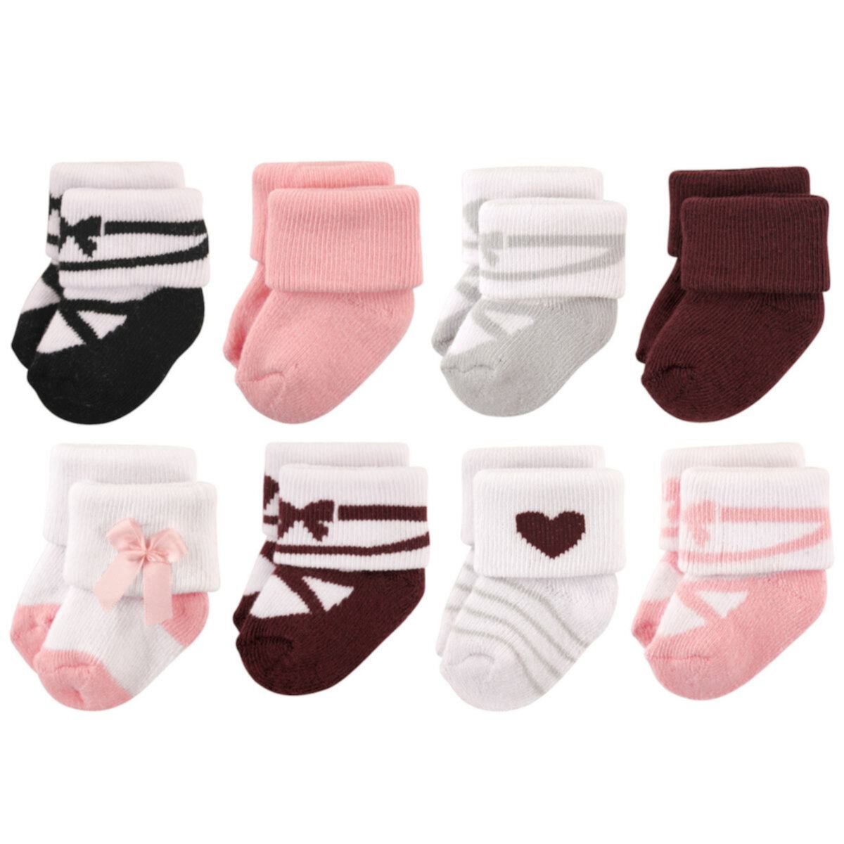 Hudson Baby Infant Girl Cotton Rich Newborn and Terry Socks, Ballet Burgundy Hudson Baby