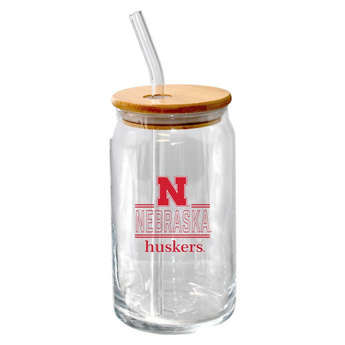 The Memory Company Nebraska Huskers 16oz. Classic Crew Beer Glass with Bamboo Lid The Memory Company