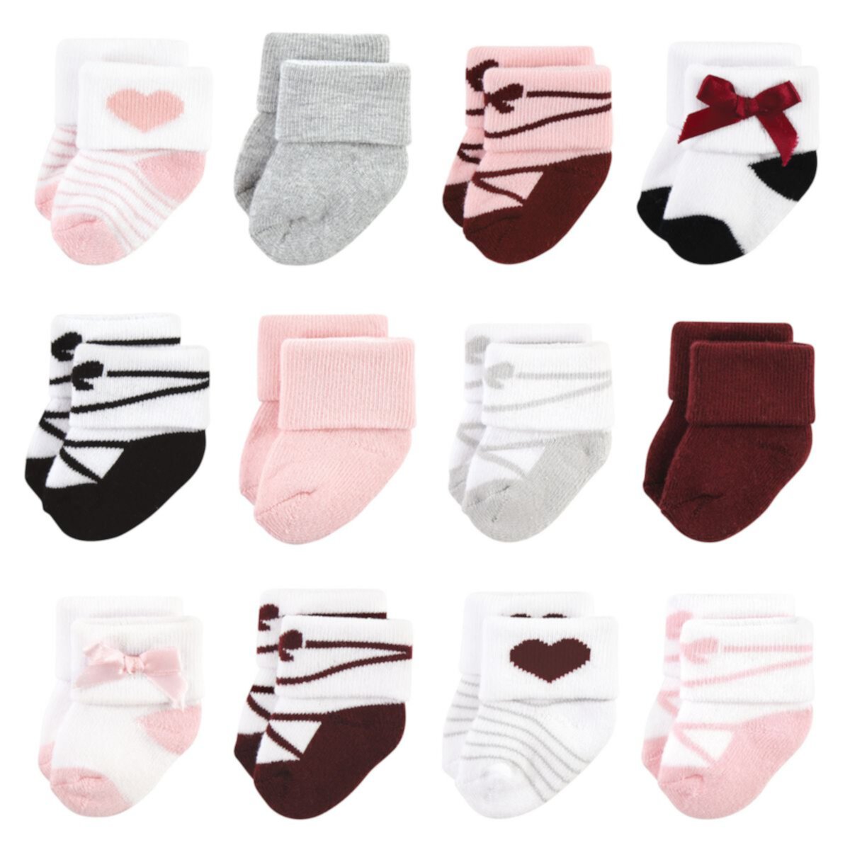 Hudson Baby Infant Girl Cotton Rich Newborn and Terry Socks, Ballet 12-Pack Hudson Baby